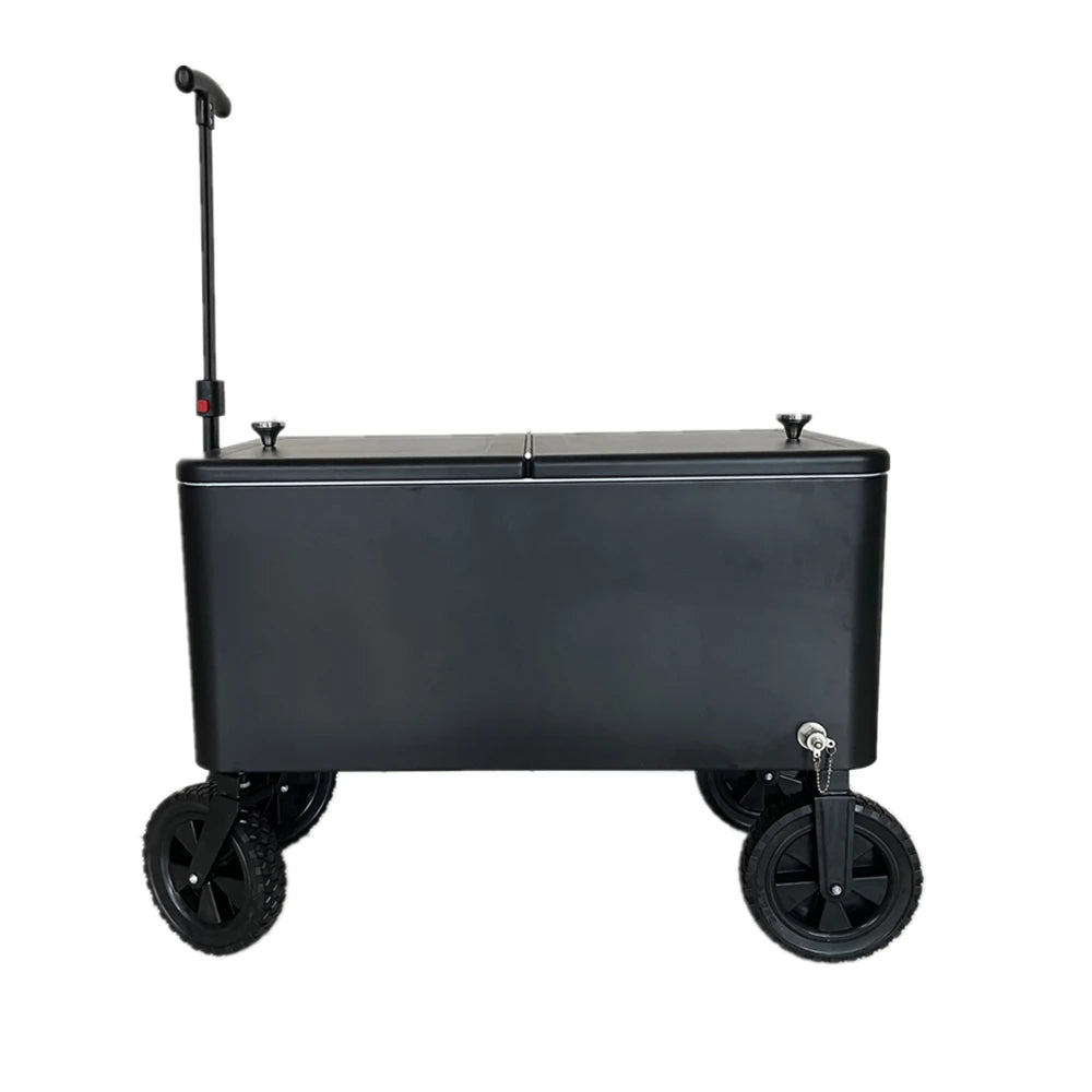 Outdoor Beverage Cooler 80 Quart Party Rolling Cart Mobile Ice Chest Ice Rolling Coolers for Camping Picnic Beach Park Event