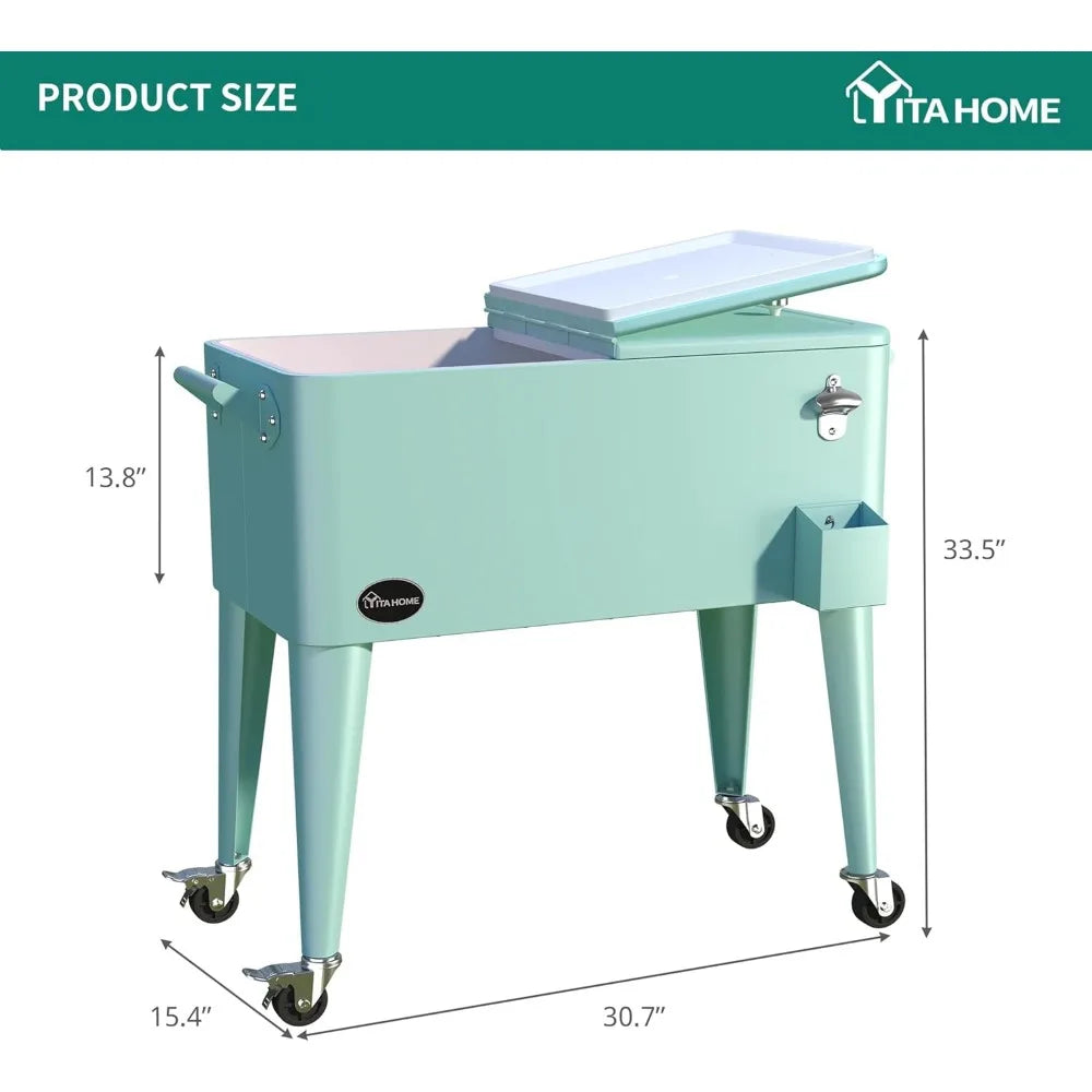 Mint Green Freezer Insulation Trolley 91x84.5x38.5cm Rectangular Plastic Box Freeze Insulation