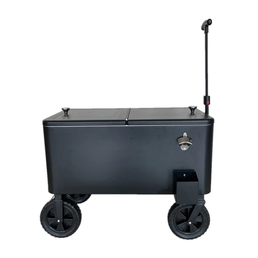 Outdoor Beverage Cooler 80 Quart Party Rolling Cart Mobile Ice Chest Ice Rolling Coolers for Camping Picnic Beach Park Event